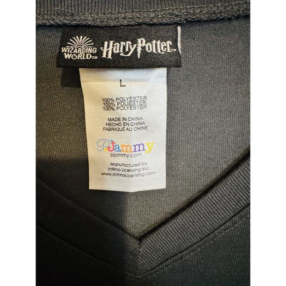 Harry Potter Hufflepuff Crest V Neck Dark Grey Fantasy Wizarding World Magical L - Picture 8 of 9